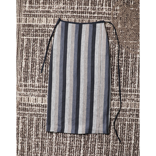 开衩长半裙 色织亚麻艺术线条美学不对称系带围裹式 TANG TOWN自制