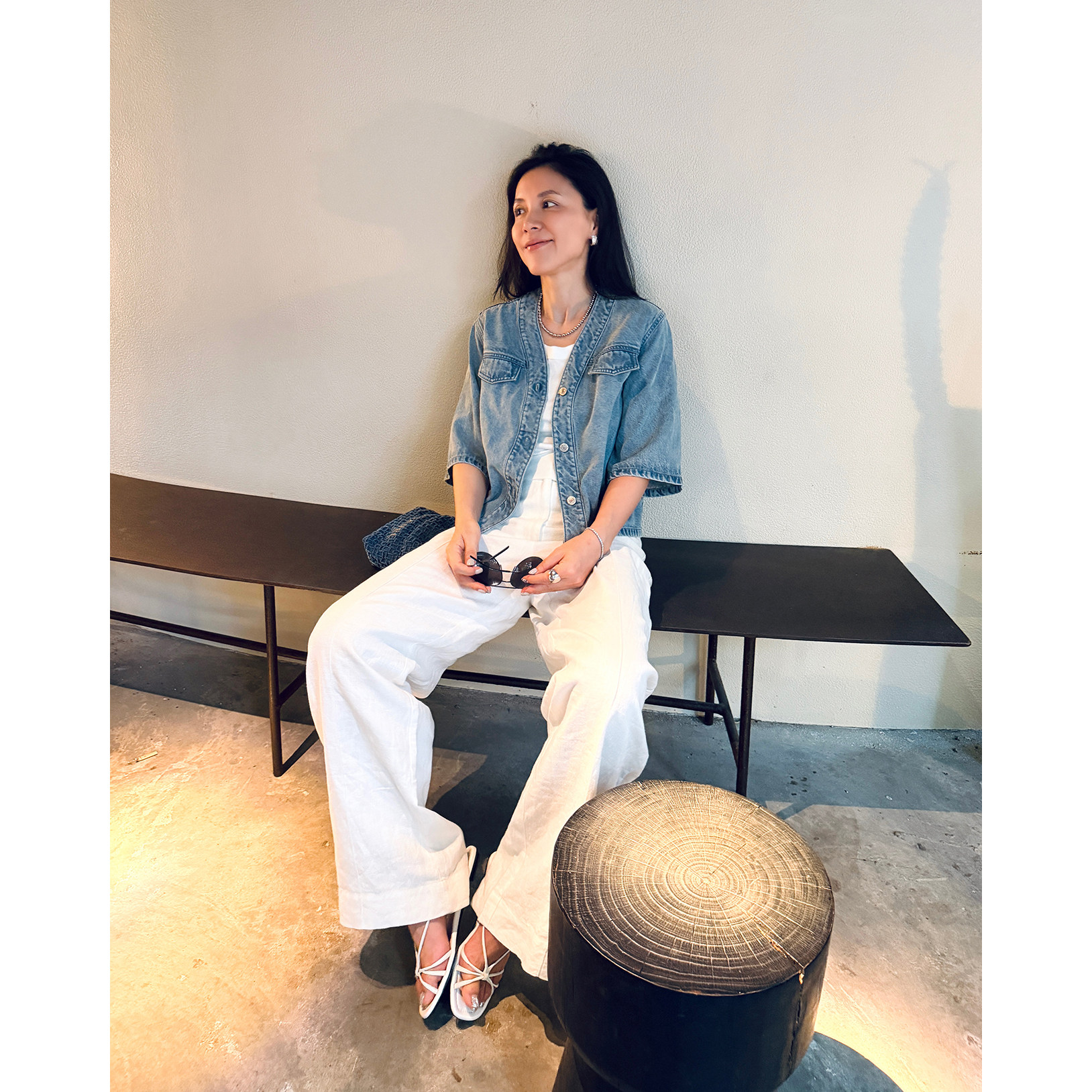TANG TOWN自制 帅气松弛感美式工装风 莱赛尔/棉牛仔无领中袖衬衫