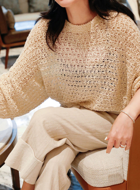 TANG TOWN 自制 时装氛围感高难度手钩感棒针立体镂空针织衫/毛衣