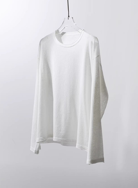 TANG TOWN 春夏刚需 呼吸感轻薄干爽全亚麻 随性圆领针织套衫T恤