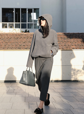 TANG TOWN自制 时装感柔软亲肤保暖摇粒绒连帽半开襟懒人卫衣外套