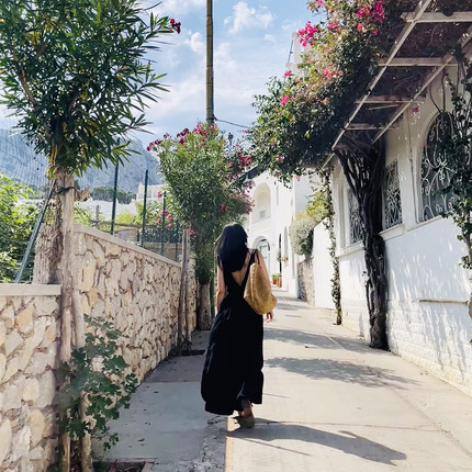 TANG TOWN 自制 气质与实穿兼具19姆米极简前后V领真丝连衣裙长裙