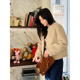 名媛气质环保皮草短外套 TOWN TANG 圆领小香风短上衣 双十一