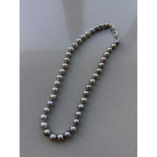 11mm TANG S925银天然海水大溪地铂金灰珍珠项链 长度43cm TOWN