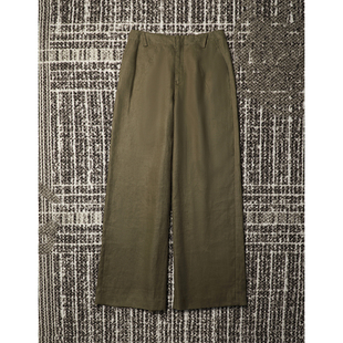 重工高品质 自制 老钱风亚麻 直筒及地休闲裤 女 TANG 阔腿裤 TOWN