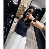 亚麻汉麻削肩V领坎肩衬衫 TANG 时髦不撞款 立裁微收腰 TOWN 自制