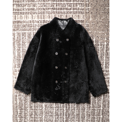 TANG TOWN 自制 土耳其进口羊皮毛一体宽松双排扣中长款皮草外套