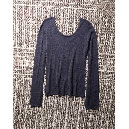 TANG TOWN 高奢羊驼毛+羊毛混纺 蓬松轻盈随性卷边U领针织衫/毛衣