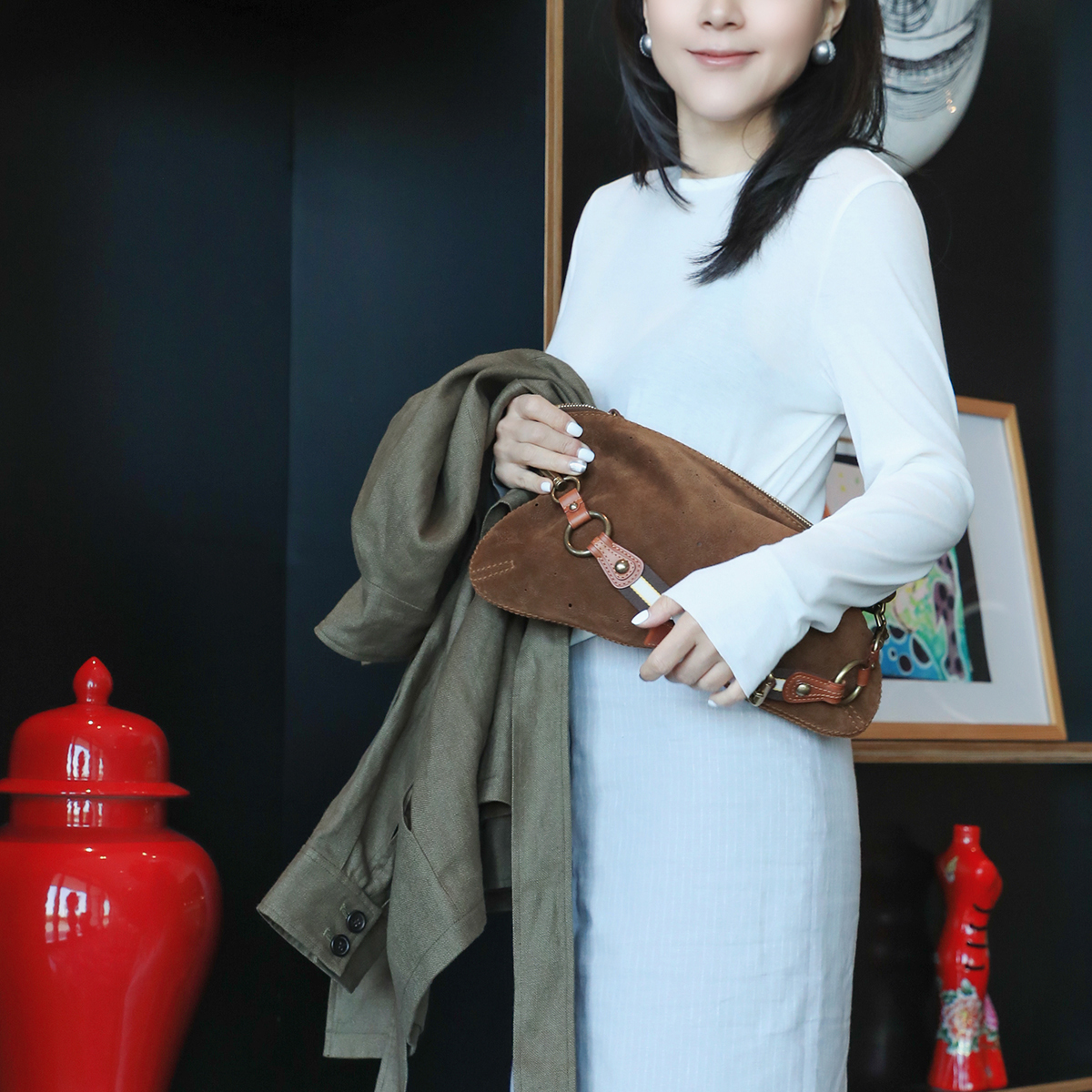 TANG TOWN百搭舒适休闲 裸感轻盈呼吸干爽全棉 微修身长袖打底T恤