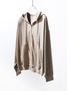 TANG TOWN 春夏空气感弹力休闲松弛宽松轻凉裸感莫代尔棉拉链卫衣