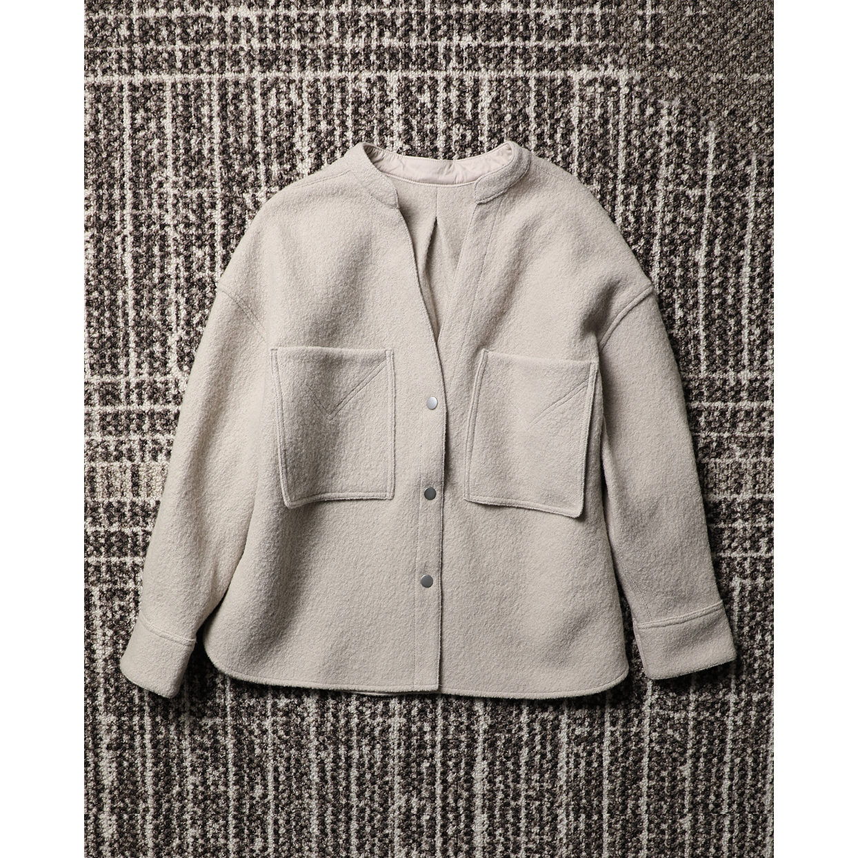 TANG TOWN 秋冬 立体颗粒强缩羊毛 OVERSIZE 开襟式外套/毛呢夹克