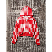 造型 TANG TOWN自制百搭实穿贯穿各式 荃棉针织毛圈连帽条纹短卫衣