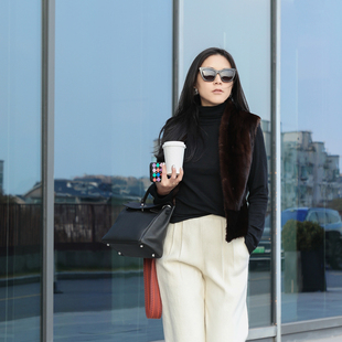 TANG 意大利好品质纯手工水貂皮草马甲马夹多搭两穿TTSH0019 TOWN