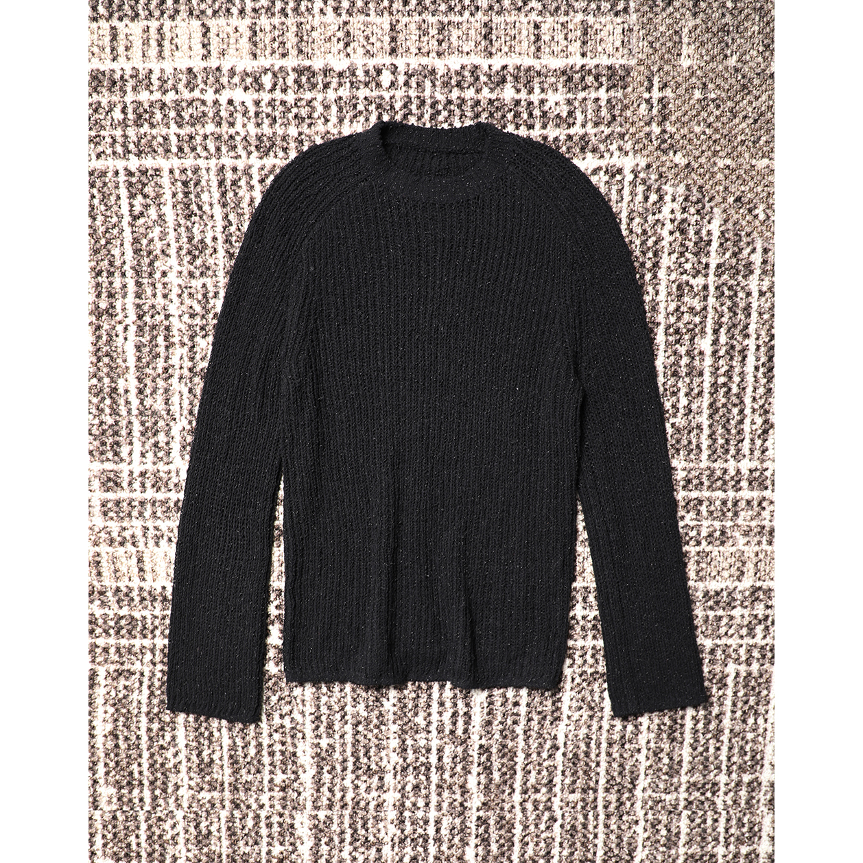 TANG TOWN自制 上身自带“时髦光环”棉混纺黑金丝精致时装针织衫