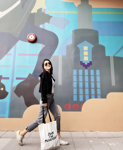 帆布包女手提袋新品 文艺拎大容量米白帆布袋学生布袋