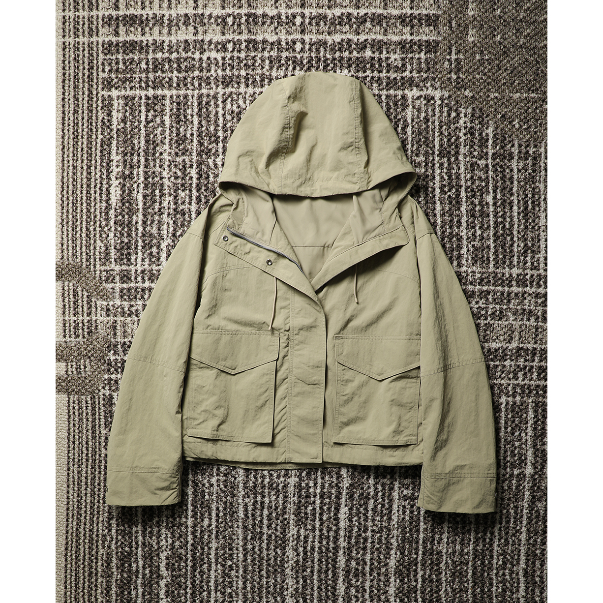 TANG TOWN 25春 户外休闲 防水抗皱 连帽宽松直身轻便短风衣外套