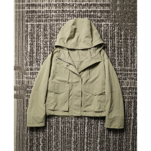 防水抗皱 TANG 户外休闲 25春 连帽宽松直身轻便短风衣外套 TOWN