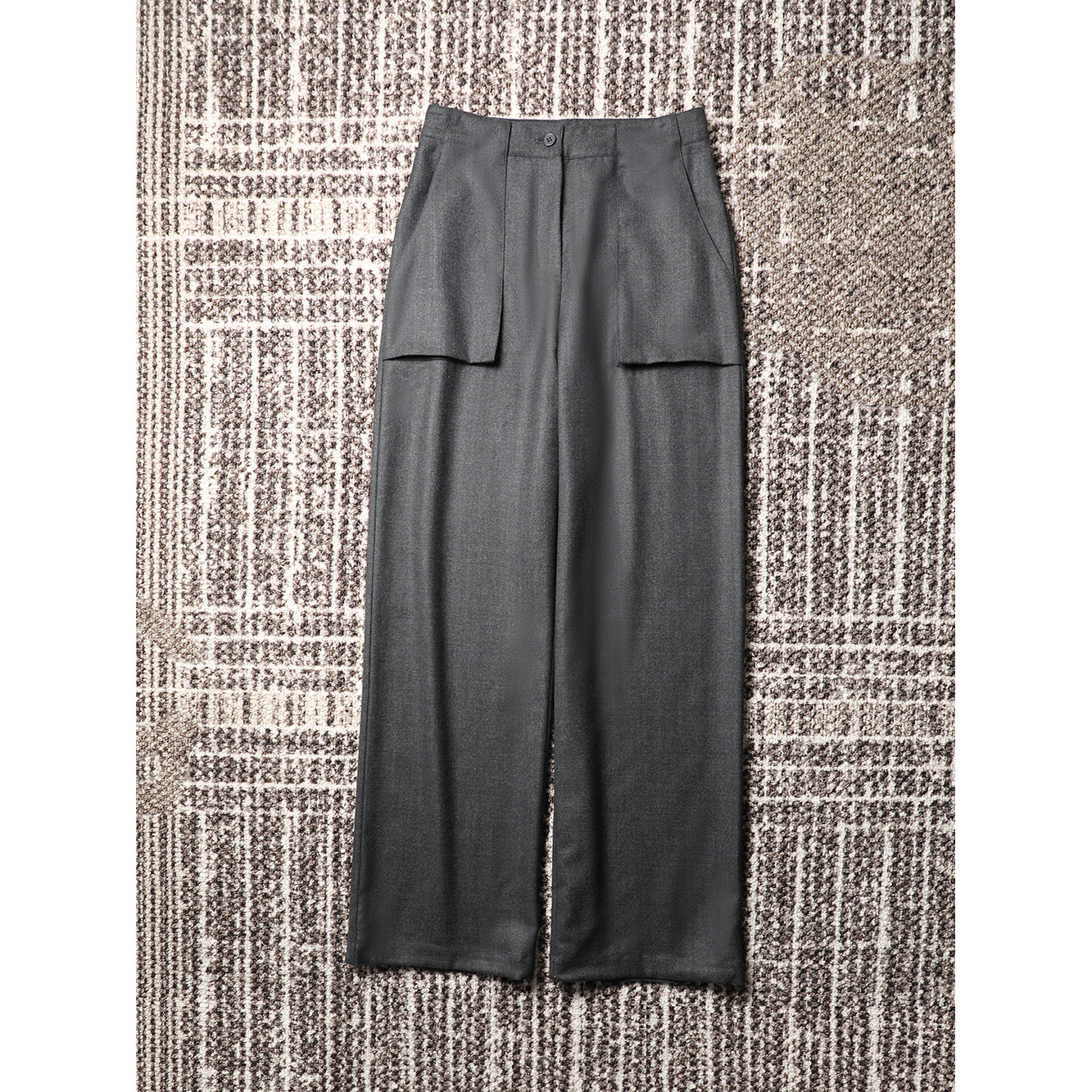 TANG TOWN自制质感与格调的高奢裤型 混色彩点羊毛脚口抽绳休闲裤