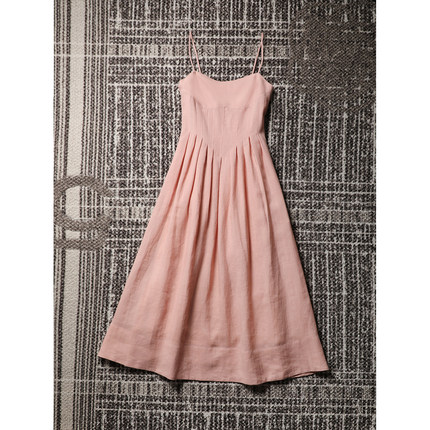 TANG TOWN 自制 轻松打造令人着迷的优雅感 苎麻皱褶吊带连衣裙