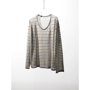 TANG TOWN 日常通勤休闲皆可 干爽凉感亚麻/莱赛尔 细条纹宽松T恤