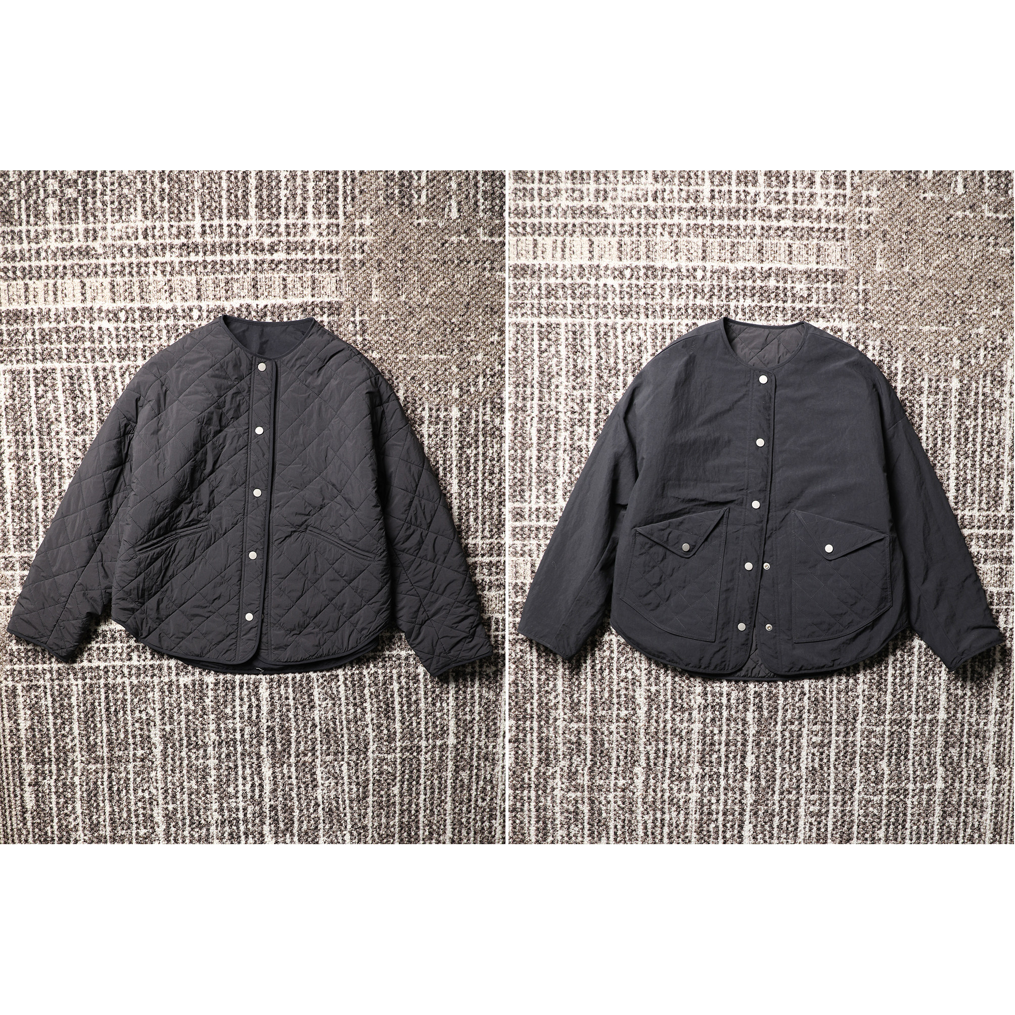 TANG TOWN【填充羊毛 正反两穿棉服】休闲菱格纹圆领棉外套