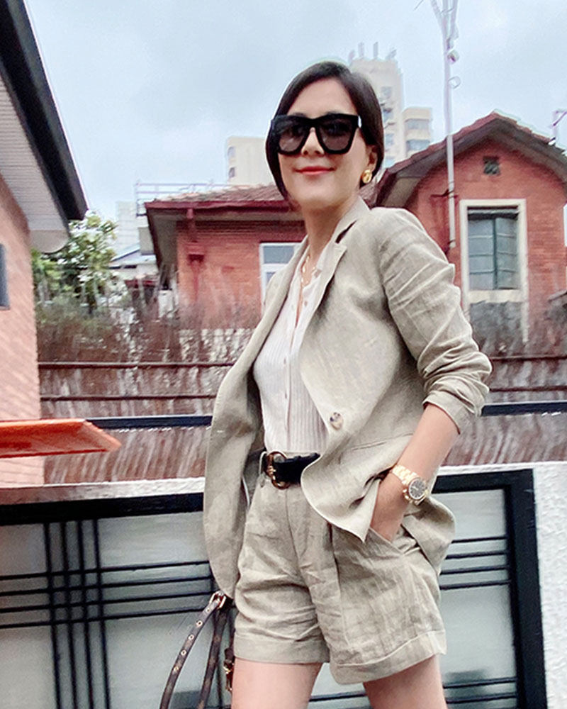 汤汤2004高端定制女装百慕裤改良适合亚洲女生的随意百搭亚麻短裤