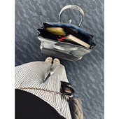 直筒裤 TANG 色织亚麻 蓝白条纹松紧腰宽松通勤休闲裤 TOWN 自制