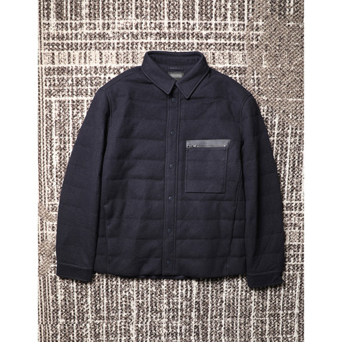 TANG TOWN 老钱风男款商务休闲衬衫款山羊绒针织90鹅绒羽绒服外套