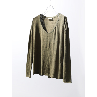 定织定染竹节棉 春夏触感品质双重升级 宽松大V领T恤女 TOWN TANG