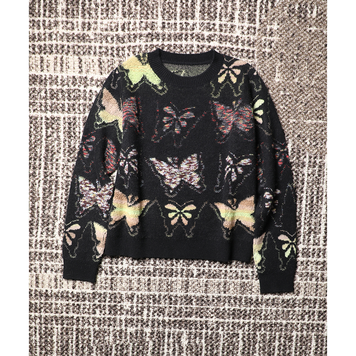 TANG TOWN 秋冬 重磅密实高克重全羊绒毛巾绣提花圆领针织衫/毛衣