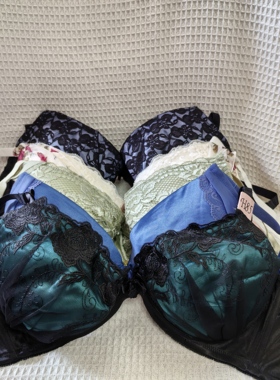 大码38/85H日韩内衣文胸有无钢圈聚拢刺绣蕾丝多扣无插垫杂款