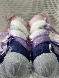 日韩内衣文胸有钢圈聚拢刺绣蕾丝多扣无插垫杂款 大码 70C