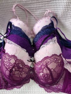 大码34/75D（M）日韩内衣文胸有钢圈聚拢刺绣蕾丝多扣无插垫杂款