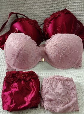 大码34/75HF日韩欧美内衣文胸套装有钢圈聚拢刺绣蕾丝多扣无插垫