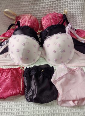 大码36/80B日韩欧美内衣文胸套装有钢圈聚拢刺绣蕾丝多扣无插垫