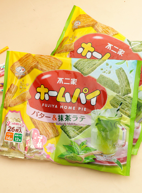 日本进口零食不二家抹茶拿铁黄油味千层酥饼干曲奇休闲小吃132.4g