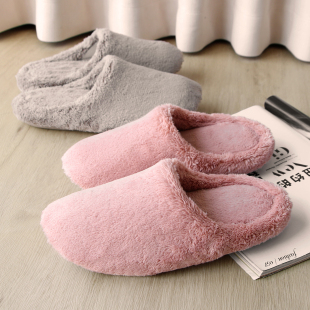 室内家用男女鞋 加厚保暖毛绒软底静音防滑家居情侣棉拖鞋 冬季 日式