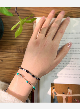 新中式中国风原创饰品925纯银清迈手工银手链编织男女设计款单圈