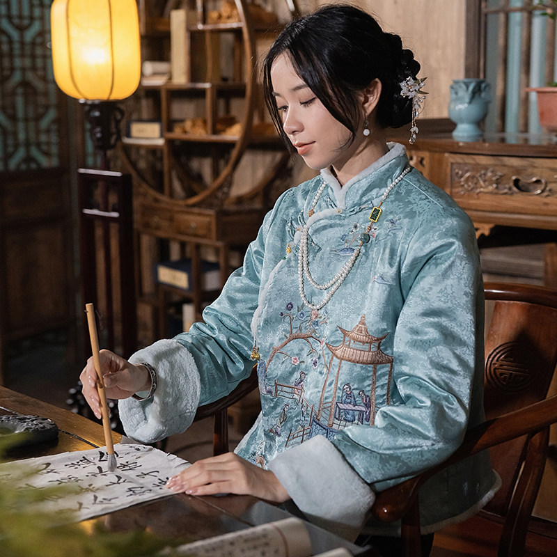 【新中式棉服】提花加厚外套复古棉衣冬季茶服女装中式国风棉袄