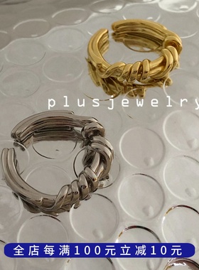 开口可调节纯银ins扭结戒指