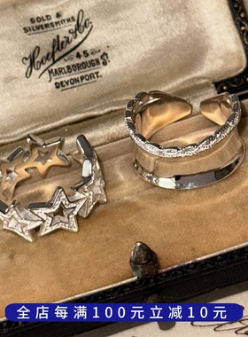 PLUS JEWELRY / 星星戒花边光面戒指925纯银开口可调节细节满满