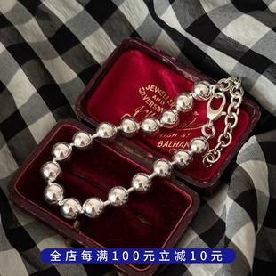 PLUS JEWELRY / 925通体银灯泡手链大珠珠圆珠带间隔可调节长度