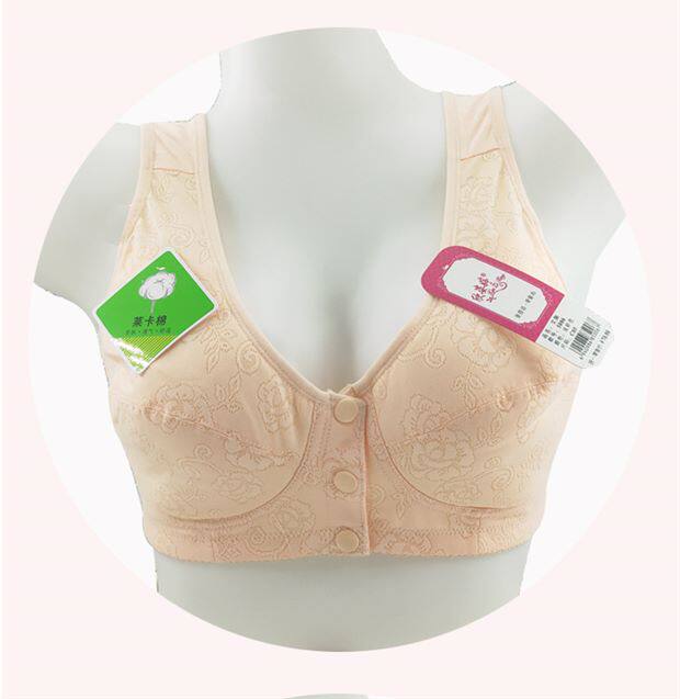 妈妈文胸欣姿婷无钢圈c杯纯棉中老年大码背心式前扣薄款内衣胸罩