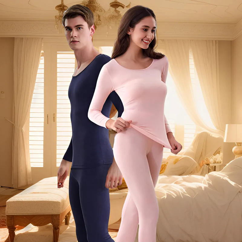 舒生活保暖发热纤维圆领简约情侣