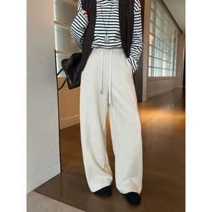 针织显瘦宽松垂感 口袋微弹休闲裤 秋冬百搭休闲风厚款 弯刀裤