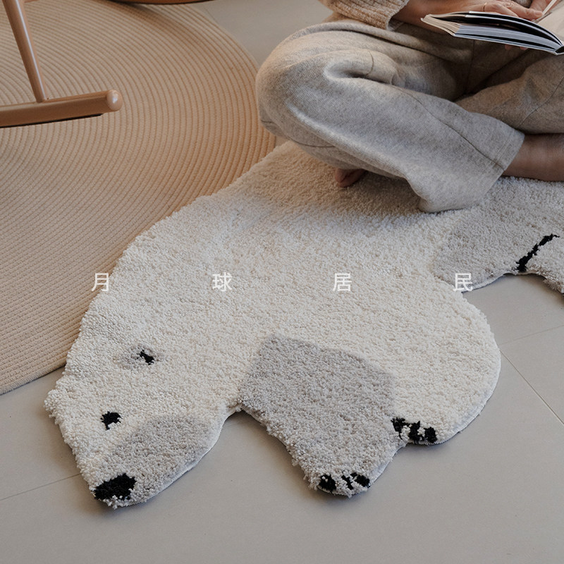 【月球居民】原创北极熊治愈力地垫地毯绒吸水浴室防滑床边儿童房,居家布艺,入户地垫,淘宝优惠券,粉丝福利购,淘宝优惠卷