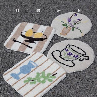 【月球居民】花事了 原创簇绒防滑圆坐垫耐脏可洗四季垫子飘窗垫