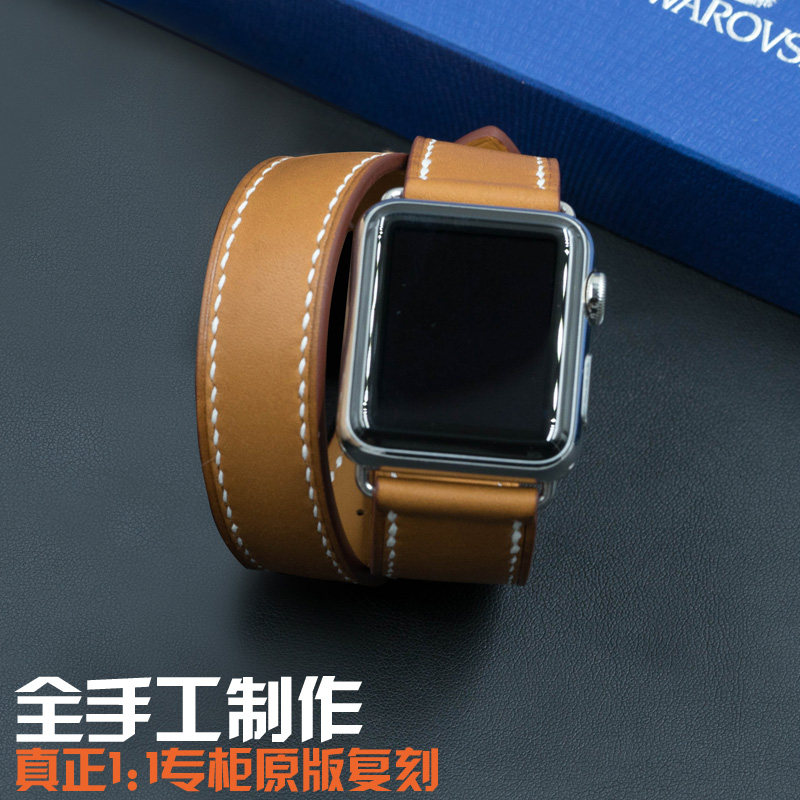 applewatchS11098/Ultra2苹果手表iwatch7653/SE手工双圈真皮表带