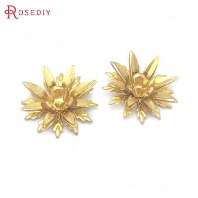 项链手链耳环耳饰Diy饰品配件23MM 高8MM铜黄铜色立体花38501