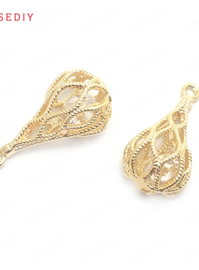 项链耳环耳饰Diy饰品配件20x10MM铜镀真金镶锆水滴挂件吊坠37745